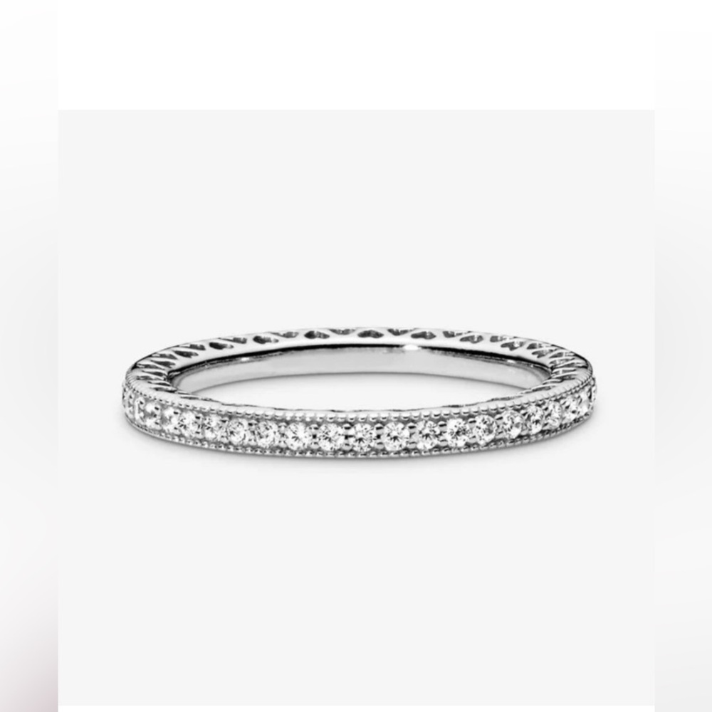 Pandora 925 Silver Sparkle & Hearts Ring